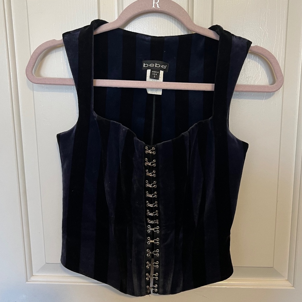 Vintage Bebe Corset Black and Blue